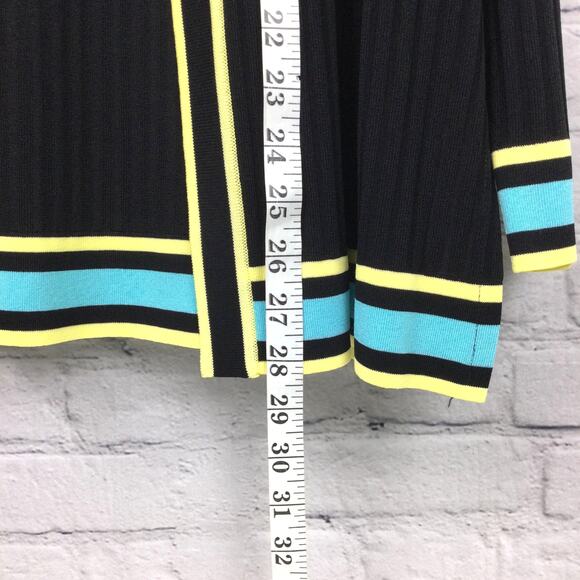 Exclusively Misook Women's Vintage Open Cardigan Duster Black Striped Size L - Picture 11 of 12